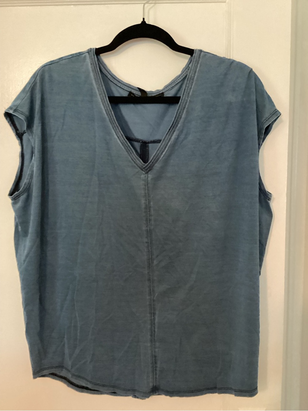 White House Black Market Washed Blue V-Neck Tank